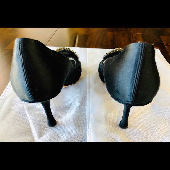 Preowned ✨ Jimmy Choo Black Satin Shoes Size 38 - Picture 4 of 6